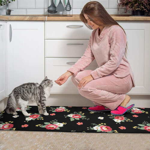 Χαλιά κουζίνας Pioneer Flower Floral Σετ 2 τεμαχίων, Αντιολισθητικά, Πλενόμενα Χαλιά κατά 2