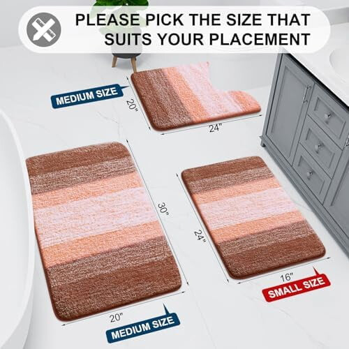 Tapete de banho felpudo de microfibra antiderrapante e absorvente de 150 x 60 cm (59 x 24 polegadas). 1