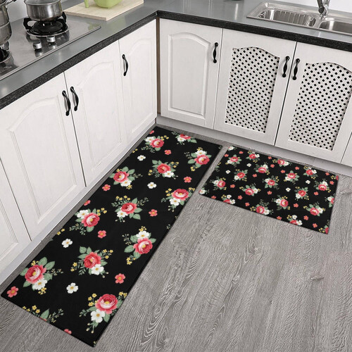 Χαλιά κουζίνας Pioneer Flower Floral Σετ 2 τεμαχίων, Αντιολισθητικά, Πλενόμενα Χαλιά κατά 1