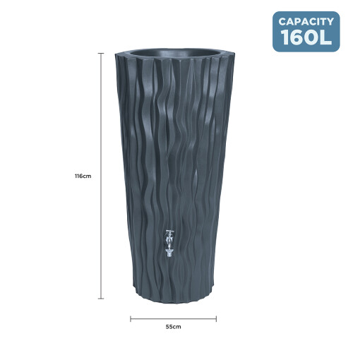 Charles Bentley Charles Bentley Alana 160L Plastic Water Butt Planter, Grey 2