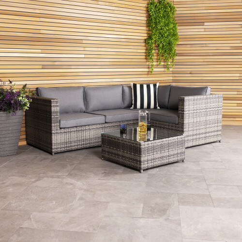 Charles Bentley Charles Bentley Rattan Corner Sofa & Coffee Table - Grey 1