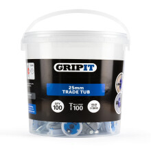Gripit 25mm Plasterboard Fixing - 100 Pack (Blue) Stud Wall Anchor Max Load 113kg Support Heavy Loads
