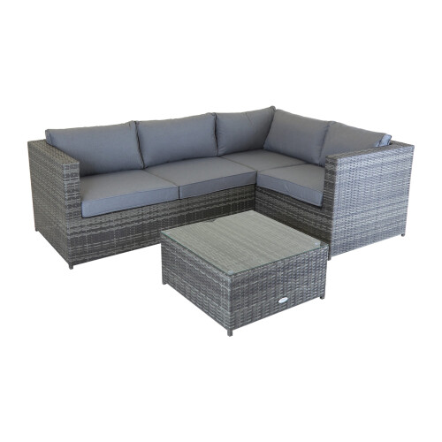 Charles Bentley Charles Bentley Rattan Corner Sofa & Coffee Table - Grey 2