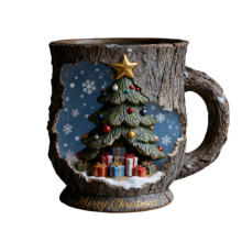 Keramische mok met kerstbos- en craquelé-effect - Geschikt voor de magnetron