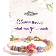 Armband met perzikbloesemmotief, verstelbare handgemaakte gevlochten armband voor vrouwen, geschikt voor kleindochter, dochter, moeder, oma –