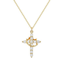 Collana con croce girevole e corona da donna in acciaio inossidabile, regalo di compleanno per lei, gioiello alla moda con catena regolabile