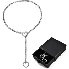 Rostfritt stål justerbart Lariat Y-halsband för män, punk gotiska kubanska halsbandssmycken, hjärtformad O-ring slipkedja för kvinnor