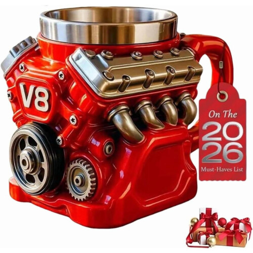Κούπα καφέ Novelty V8Engine για άνδρες - Ρεαλιστικό κύπελλο με 3D σχεδιασμό κινητήρα και