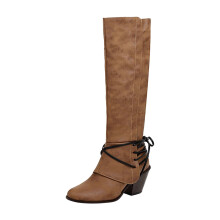 Botas de montar para mujer, largas, puntiagudas, con cordones, cálidas, de tacón alto, sintéticas, talla US: 9.5 (43)