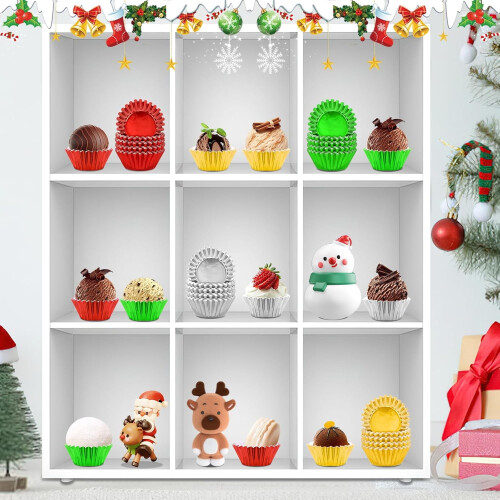 Forminhas de cupcake natalinas em alumínio, pacote com 400 unidades 2