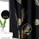 Blackout Curtains Gold Leaf Wheat Pattern 52x96 Inch Black 3