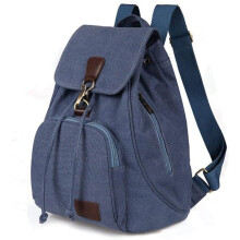 Canvas-Rucksack mit Kordelzug für Damen, kleiner Vintage-Rucksack mit mehreren Fächern, Laptop-Rucksack für Reisen, Shopping, Arbeit und