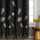 Blackout Curtains Gold Leaf Wheat Pattern 52x96 Inch Black 2
