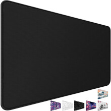 Stor 76,5 cm x 38,5 cm gamingmusemåtte med syede kanter og skridsikker vandtæt base – sort, kompatibel med pc/bærbar computer