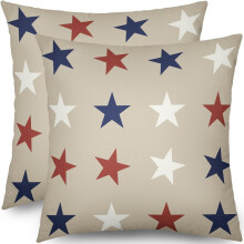 Fețe de pernă cu tema 4 iulie, 20x20, set de 2, stele patriotice albastre/roșii/albe, decor exterior și interior, compatibile cu inserții de