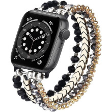 V-MORO 44 mm kompatybilny z Apple Watch z bransoletą z koralików Apple Watch, modny, ręcznie robiony, elastyczny pasek rozciągliwy