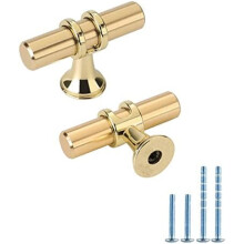 Brushed Gold Cabinet Knobs Zinc Alloy 2" 5-Pack