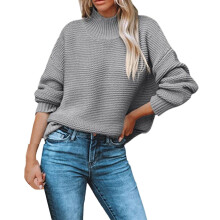 Damenpullover Herbst Winter Einfarbig Rundhalsausschnitt Lässiger Pullover Wollstrick