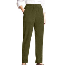 Vestido verde casual de negócios e calça pantalona de poliéster para mulheres – Conjunto fluido, liso e listrado para momentos de lazer, ideal