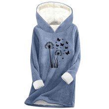 Damen-Hoodie, kuscheliger Pullover, langärmeliges Oberteil mit Rundhalsausschnitt, weiche Oberbekleidung, lässige, warme Herbst-Winter-Loungewear,