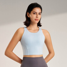 Soutien-gorge de sport à col montant pour femme, long, maintien moyen, débardeur court, sans armatures, rembourré, soutien-gorge de yoga et de gym