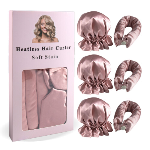 Hitzefreies Lockenstab-Stirnband-Set Pink