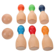 3Sets Indoor Outdoor Kids Bowling Set Wooden Assorted Color Family Toy
