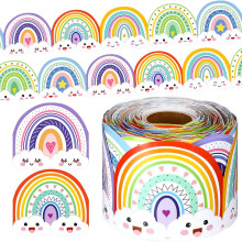 32.5ft Boho Rainbow Bulletin Board Border, Colorful Scalloped Classroom Trim for Preschool Decor