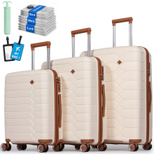 3 Piece Luggage Sets PP Hardshell Lightweight Suitcase Sets:20+24+28