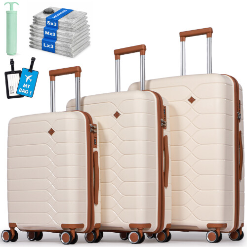 3-Piece Luggage Sets PP Lightweight:20+24+28