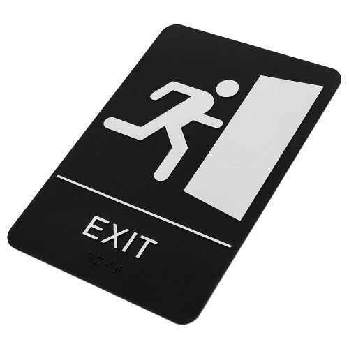 2Pcs Black Acrylic Building Exit Signs Tactile Design for Business Use