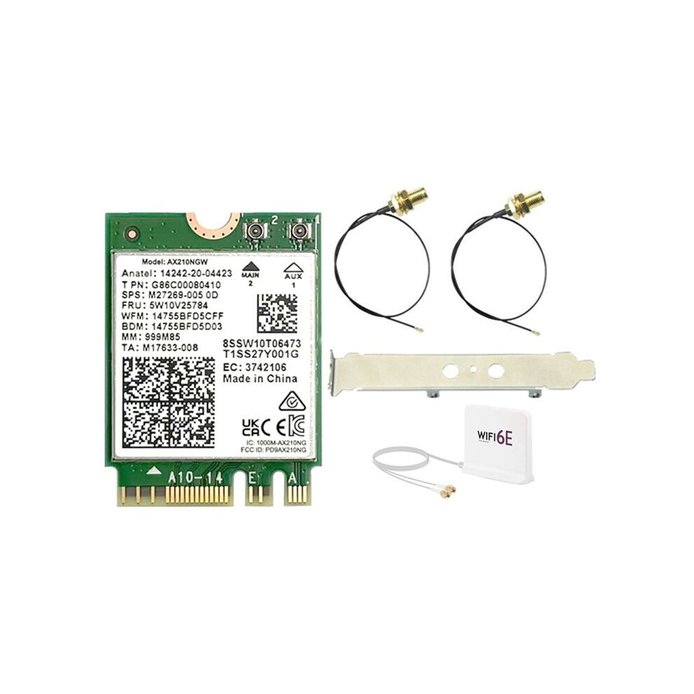 Ax210ngw Card+Wifi6e Magnetic Antenna 2.4G/5G/6Ghz Tri-Band 5.3 Wifi Adapter 5374Mbps Wireless Network Card 6034112352980