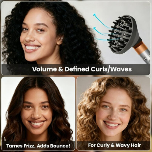 For  FlexStyle Diffuser Attachment with Cleaning Brush for Dryer Faster and Define Wavy CuRly B 2