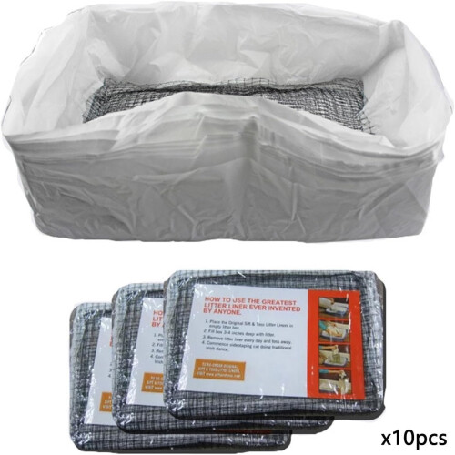 Heavy Duty Cat Litter Box Liners with Filter Mesh and Drawstring Closure, Waterproof Large Size 1