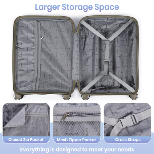3 Piece Luggage Sets PP Lightweight:20+24+28 2