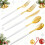 Gold Plastic Cutlery Set with White Handles 96 pcs 1