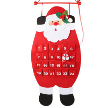 Calendar de Advent de Crăciun cu Moș Crăciun, Calendar de Advent 3D din fetru agățat, reutilizabil, numărătoare inversă până la Crăciun,