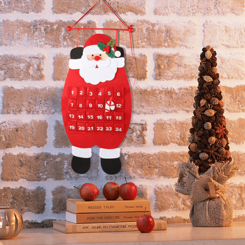 Ημερολόγιο Advent Χριστουγέννων Άγιου Βασίλη, 3D κρεμαστό ημερολόγιο Advent από τσόχα, 1