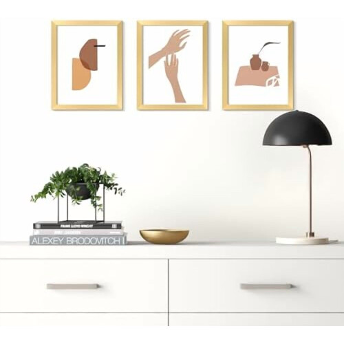 Gold Picture Frame Set 5 pcs 8.5x11 with 6x8 Mat 1