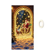Kerstdecoratie met fluorescerende deurbekleding, UV-reactieve decoratieve banner voor voordeur en muurdecoratie tijdens feestdagen.