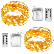 66ft Battery Operated String Lights, Warm White Fairy Lights with Remote, for Bedroom, Backyard, Wedding