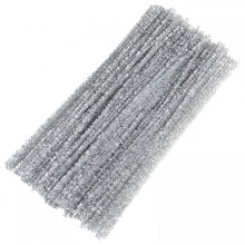 Glitterende zilveren pijpenragers, 100 stuks, chenille steel voor doe-het-zelf knutselprojecten.
