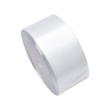 Doppelseitiges, einfarbiges, weißes Satinband, 5 cm breit x 20 m lang. Ideal zum Basteln, für Hochzeitsdekorationen, Schleifenherstellung, Nähen,