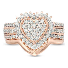 Todelt hjerteformet ring til kvinder Modesmykker Valentinsgaver til kæreste