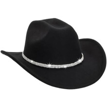 Vintage Western Cowboyhat til Mænd og Kvinder - Bredskygget Cowgirl Fedora Hat med Flettet Rebbånd M