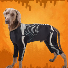 Divertente e spaventosa tuta con cappuccio per cani di Halloween: comoda, traspirante e adatta anche ai cani di piccola taglia.