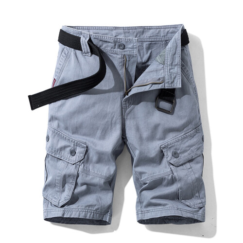 Ανδρικό Casual Cargo Belt Μονόχρωμο Σορτς Αναψυχής με Πολλαπλές Τσέπες 1