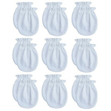 Guantes de algodón para bebés recién nacidos, manoplas antiarañazos para niños y niñas de 0 a 6 meses (Recién nacidos, 9 pares/blancos)