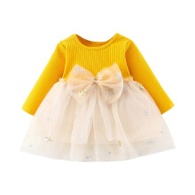 Tyltøj til småbørnspiger, babybørn, patchwork, prinsesse, sløjfe, strik, pigekjole og nederdel til 0-6 måneder