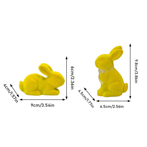 Flocked Easter Bunny 2Pcs Colorful Bunny Figurines Standing Bunnys Statue Decorations For Easter Garden Yard 2
